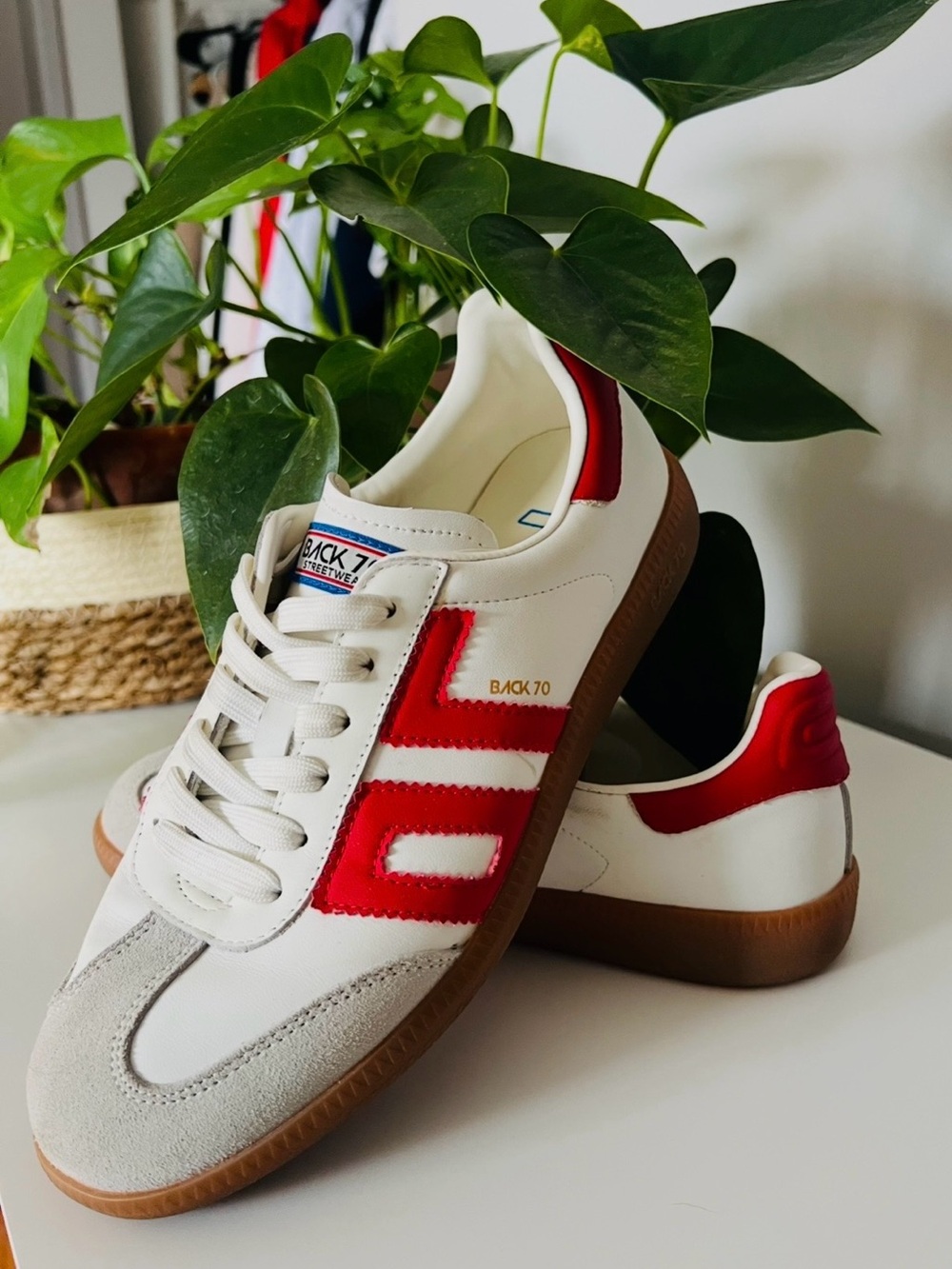 White and Red Women’s Athletic Sneakers - BACK 70